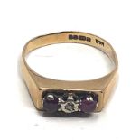 9ct gold ruby & diamond ring (2.1g)