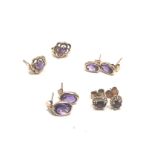 4 x 9ct gold amethyst stud earrings (2.7g)