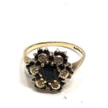 9ct gold diamond & sapphire floral set ring,missing stones (3g)