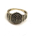 9ct gold black diamond cluster dress ring (3.8g)