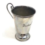 Silver christening mug Chester silver hallmarks engraved name weight 69g