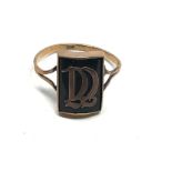 9ct gold antique onyx monogram signet ring (1.7g)