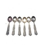 6 continental silver tea spoons weight 80g