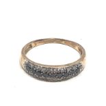 9ct gold half eternity two tone diamond band ring (1.9g)