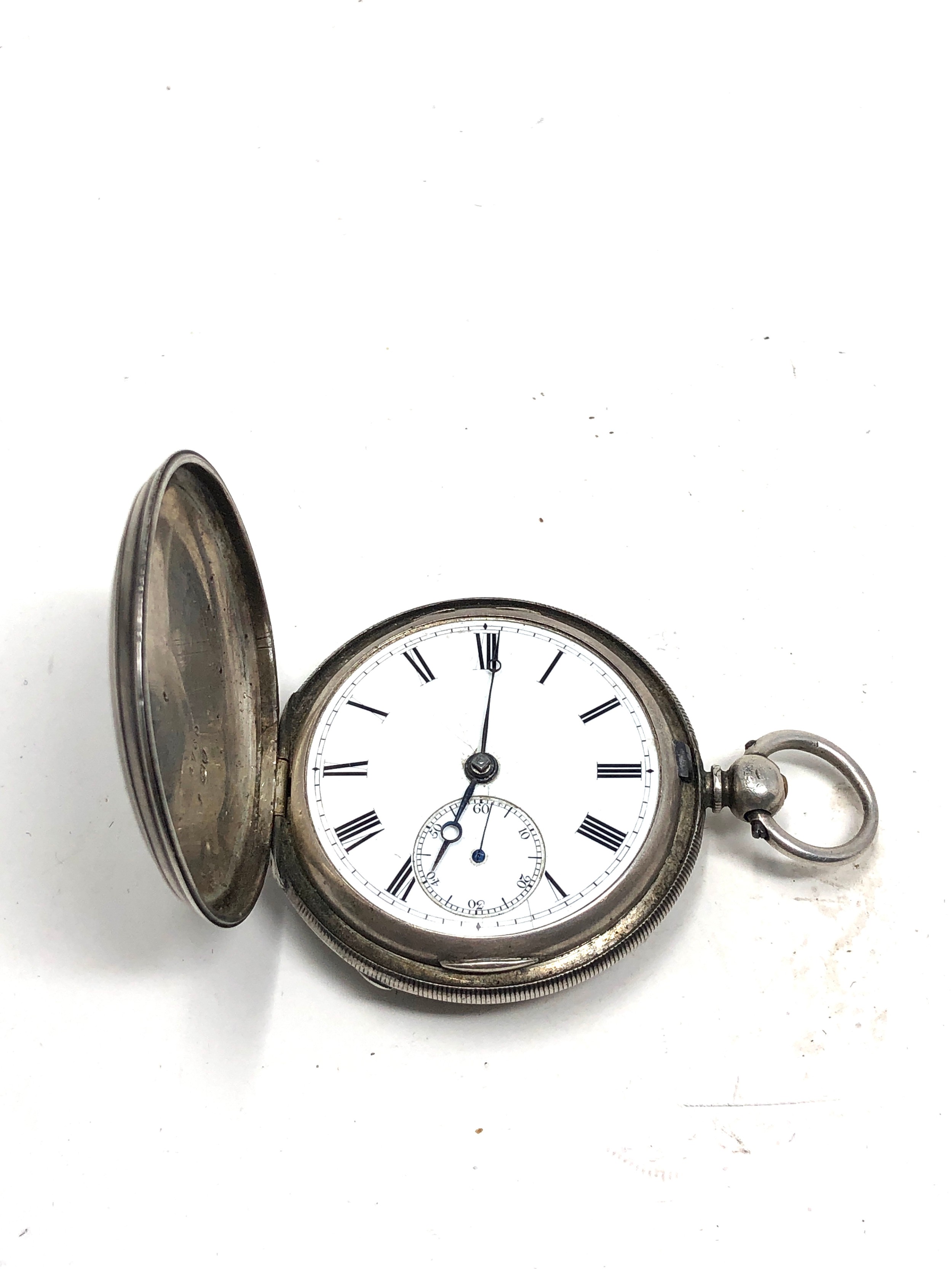 Antique silver full hunter pocket watch by William Loveday Chelmsford the watch is ticking but - Bild 3 aus 7
