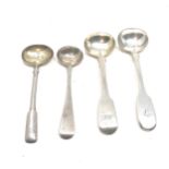 4 Antique silver mustard spoons