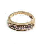 9ct gold ruby & diamond half eternity set ring (2.9g)