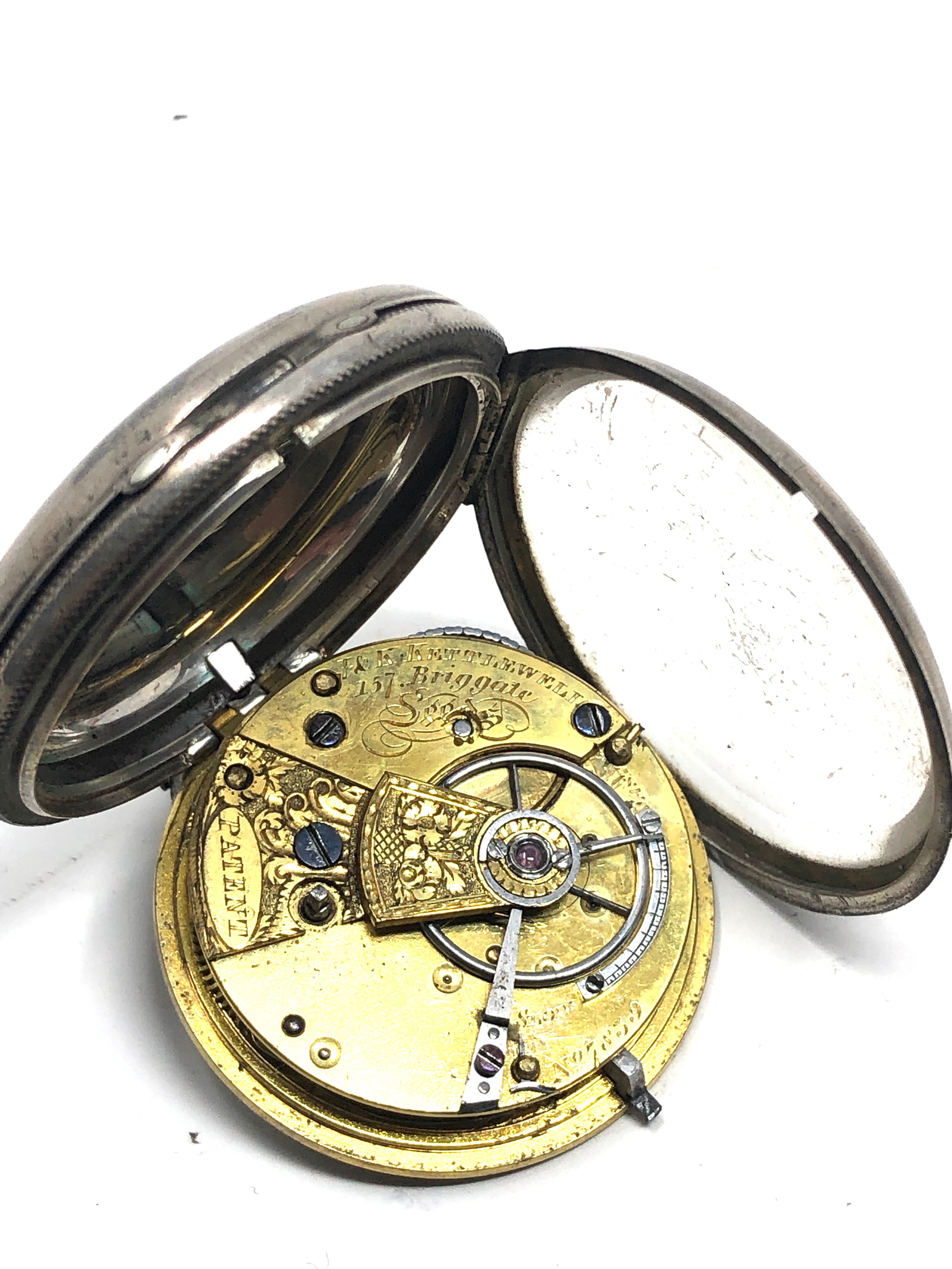 Antique silver dial fusee pocket watch not ticking measures approx 41mm dia - Bild 2 aus 3