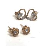 2 x 9ct gold diamond stud earrings (1.9g)