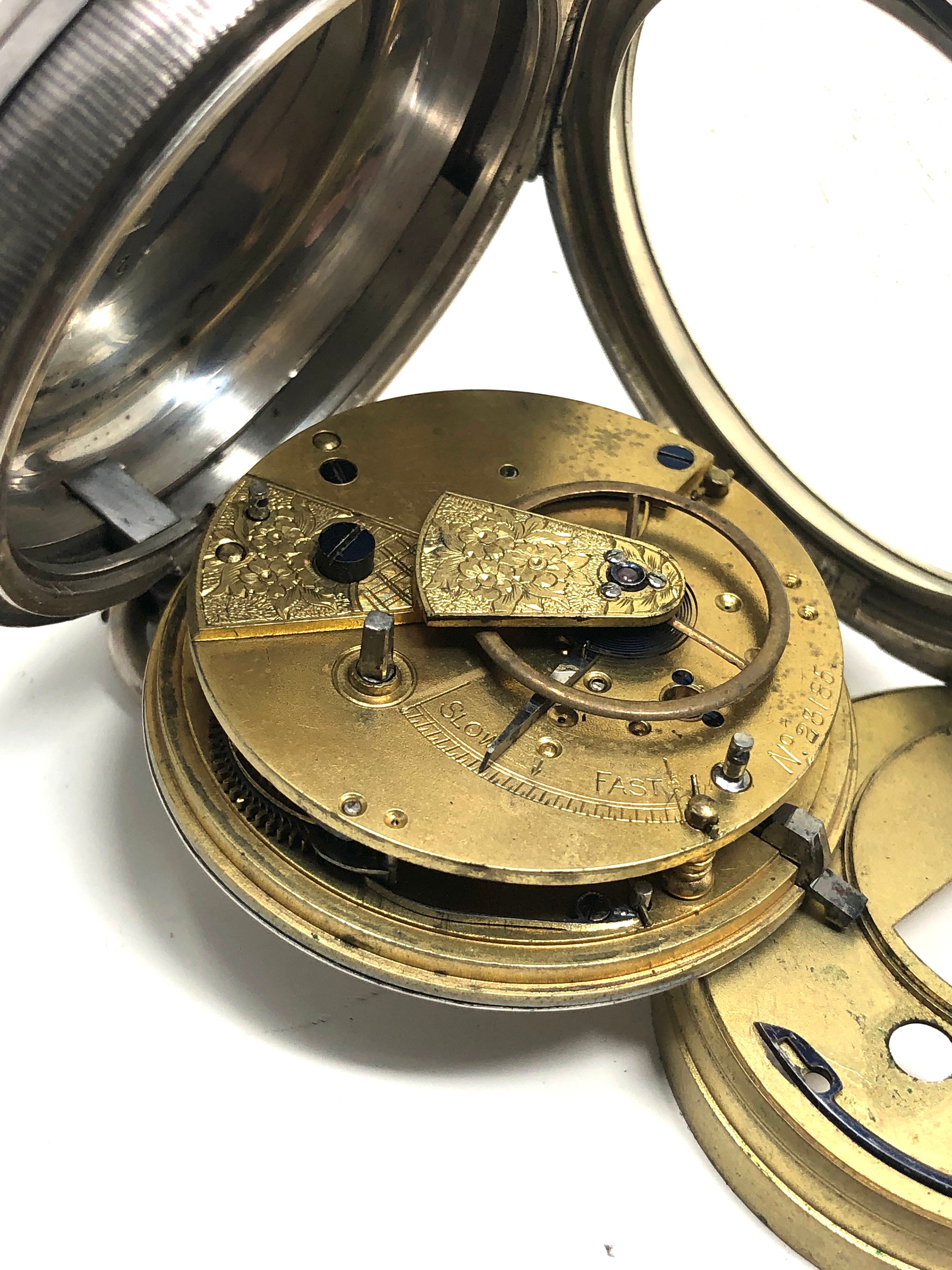 Antique silver dial fusee pocket watch not ticking - Bild 5 aus 5