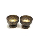 2 antique victorian silver salts / bowls each measure approx 6.1cm dia height 4.6cm London silver