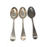 3 Georgian scottish silver table / serving spoons weight 209g