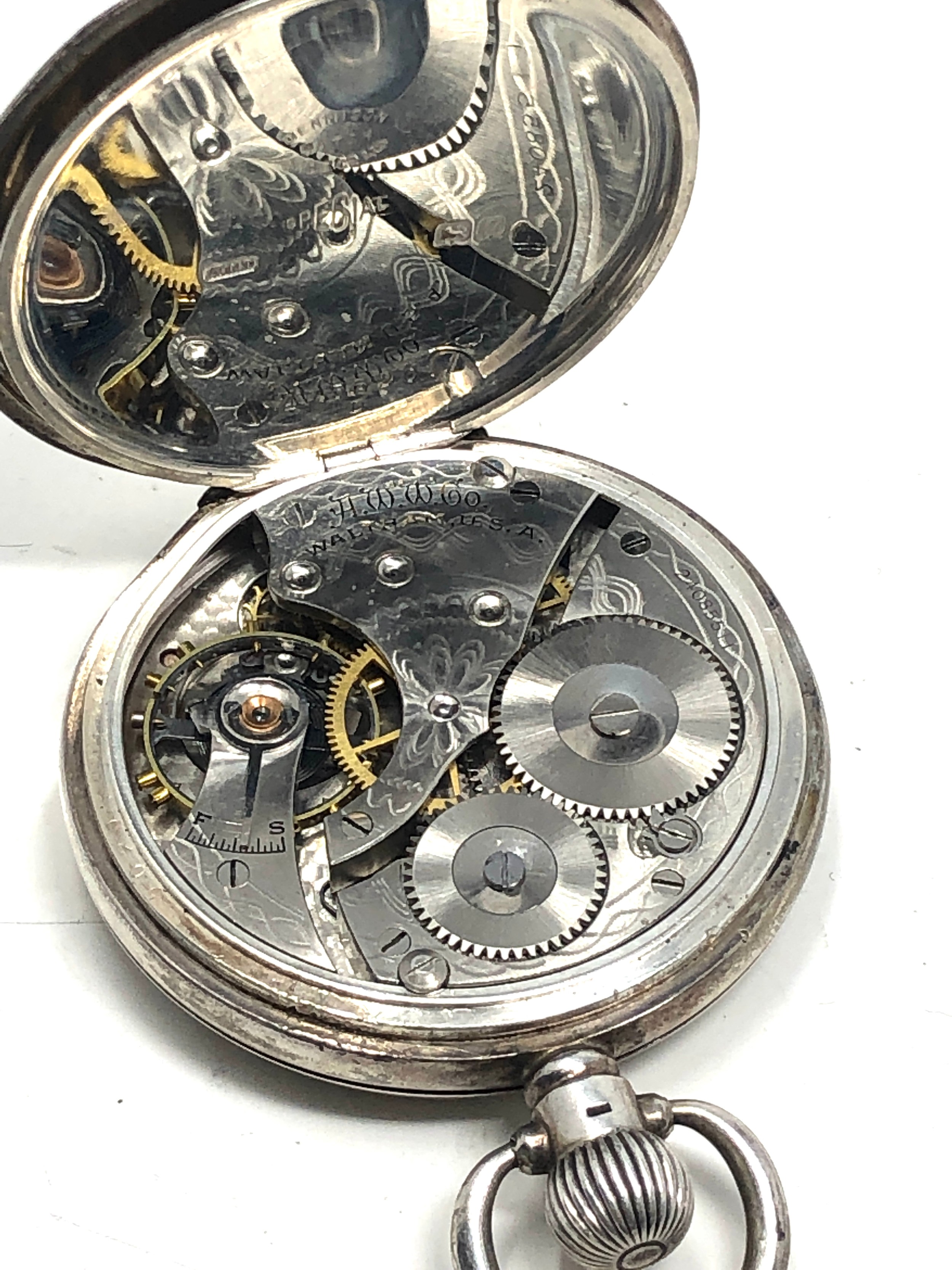Antique silver waltham pocket watch the watch winds and ticks - Bild 3 aus 4