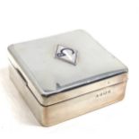 Antique silver & enamel cigarette box measures approx 9cm by 9cm by 4cm deep Birmingham silver