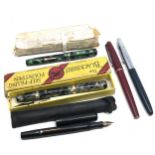 Selection of 14ct gold nib fountain pens inc conway stewart 720 swan mabie todd in the blackbird box