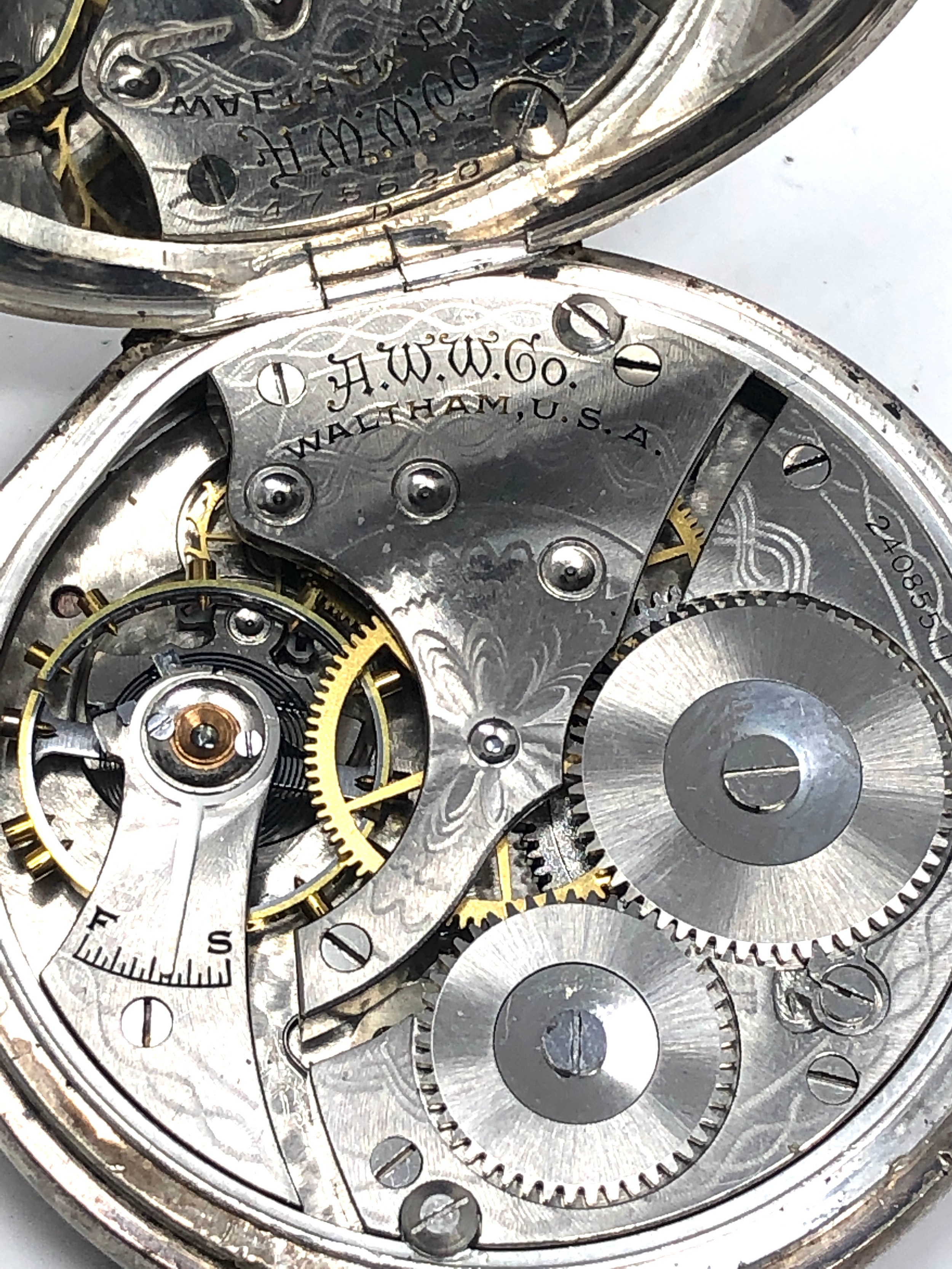Antique silver waltham pocket watch the watch winds and ticks - Bild 4 aus 4