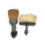2 antique silver handle crumb brushes larges measures approx 27cm long both with full silver