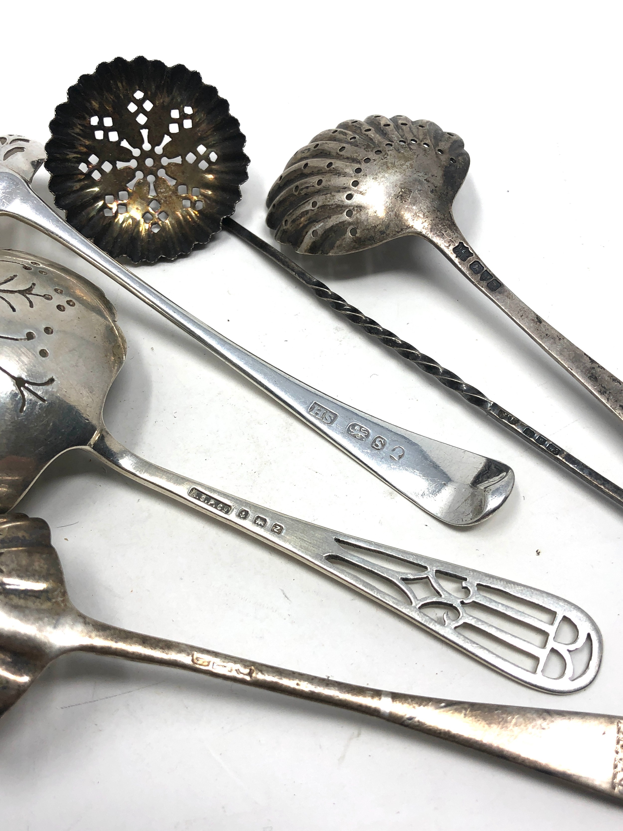 Selection of antique silver sifter spoons - Bild 4 aus 4