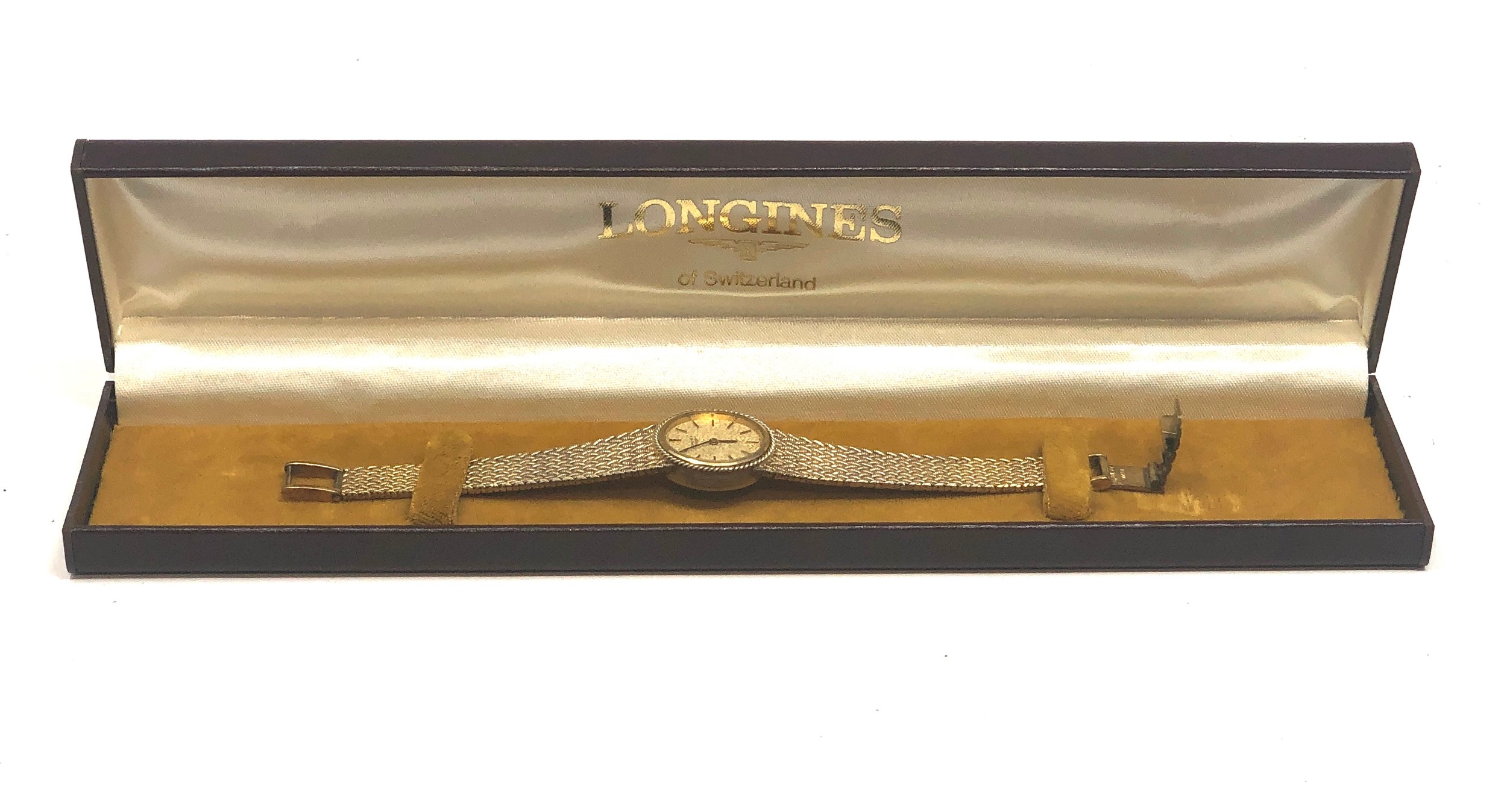 Boxed ladies silver longines wristwatch stainless steel back hand winding working order