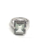 9ct white gold prasiolite & diamond cocktail ring (3.5g)