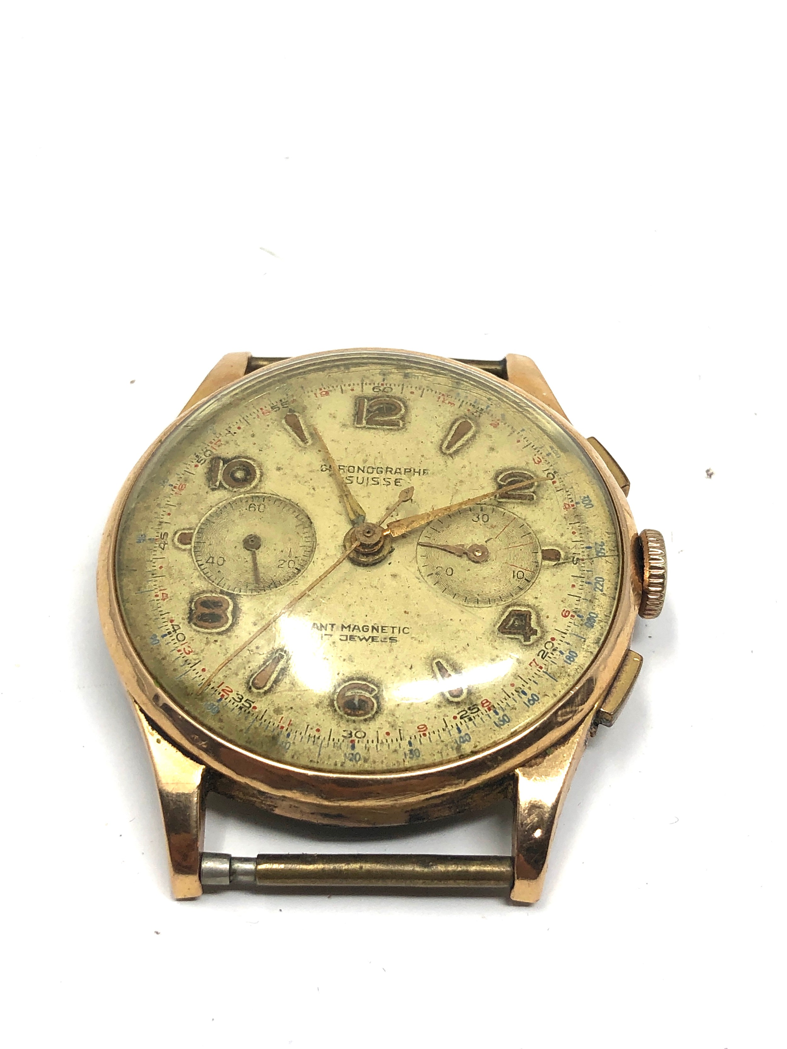 Vintage suisse chronograph gents wristwatch non working