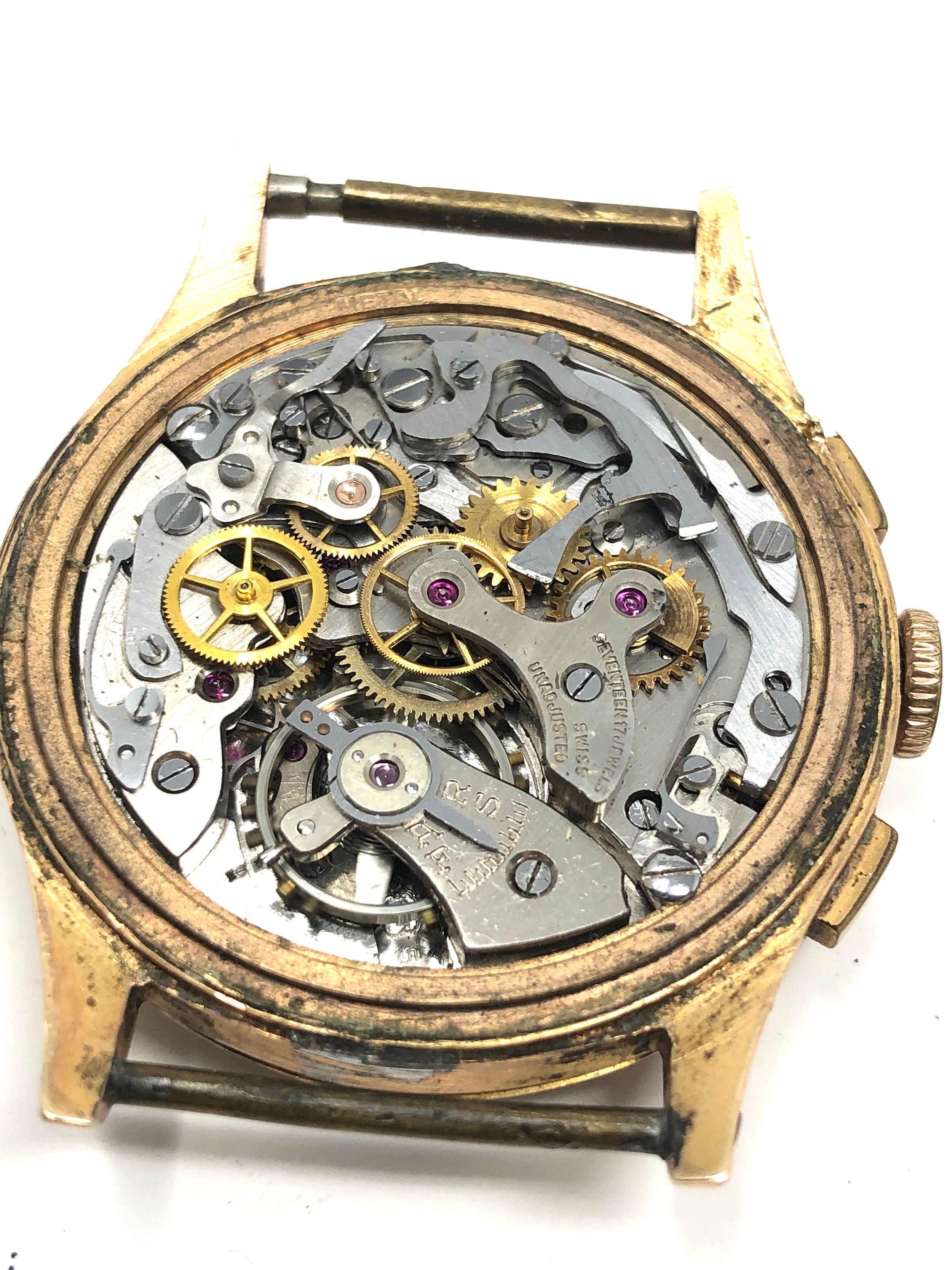 Vintage suisse chronograph gents wristwatch non working - Bild 3 aus 3
