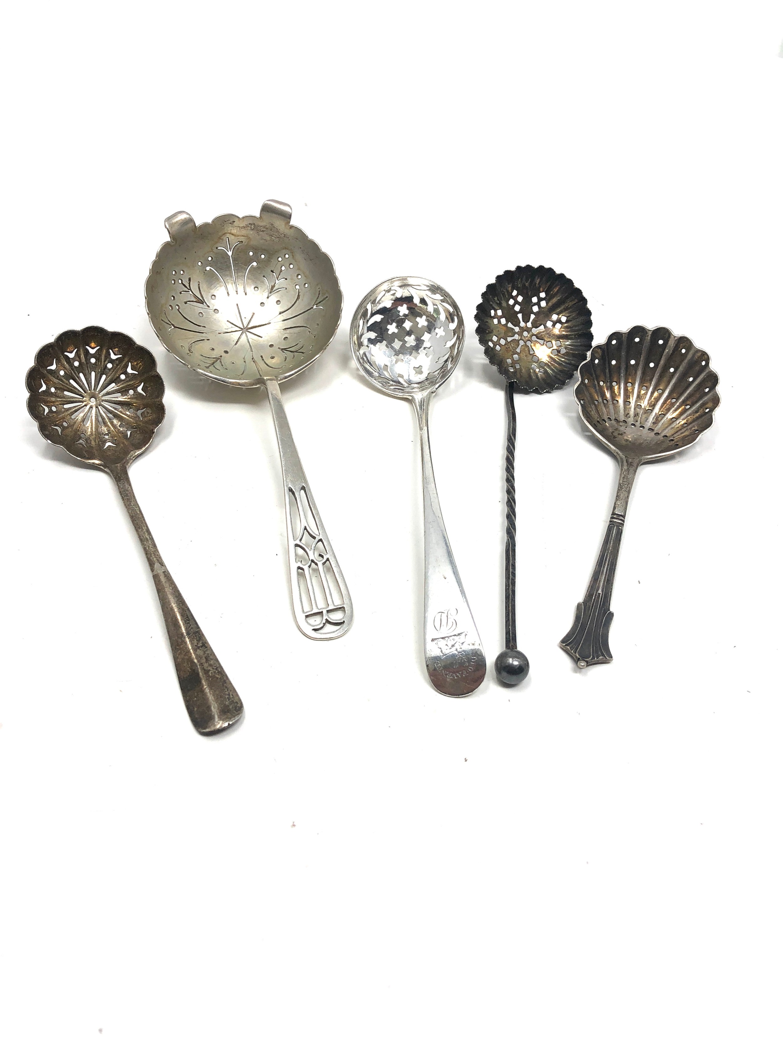 Selection of antique silver sifter spoons
