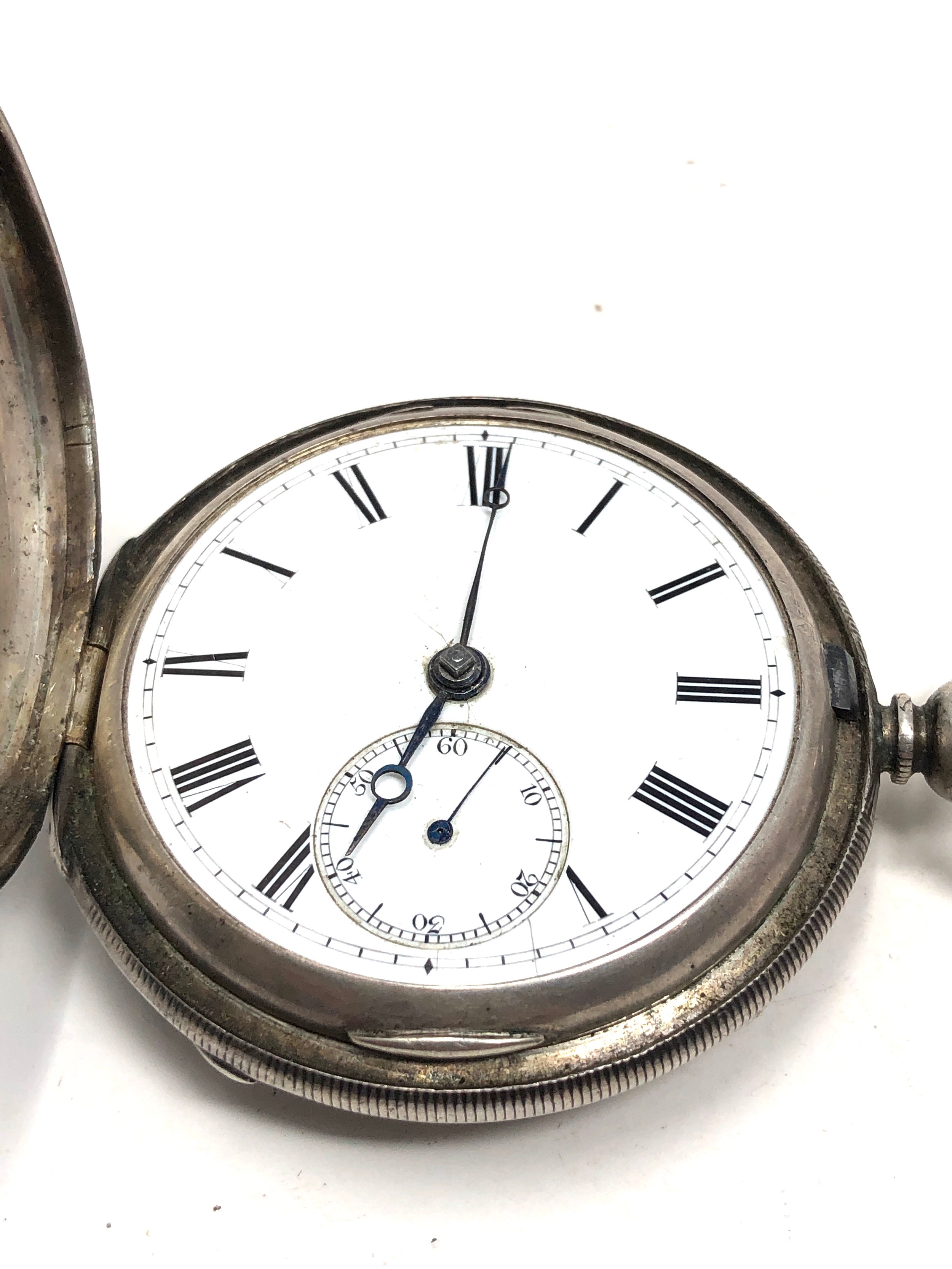 Antique silver full hunter pocket watch by William Loveday Chelmsford the watch is ticking but - Bild 4 aus 7