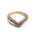 9ct gold vintage ruby & diamond wishbone ring (1.9g)
