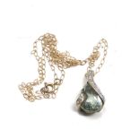 9ct gold prasiolite & diamond teardrop pendant necklace (2g)