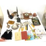 Selection of miscellaneous to include cutlery, pottery, autograph books etc