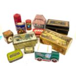 Selection of vintage advertising tins