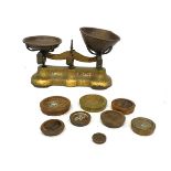 Set antique sweet scales, T Moss Preston with weights