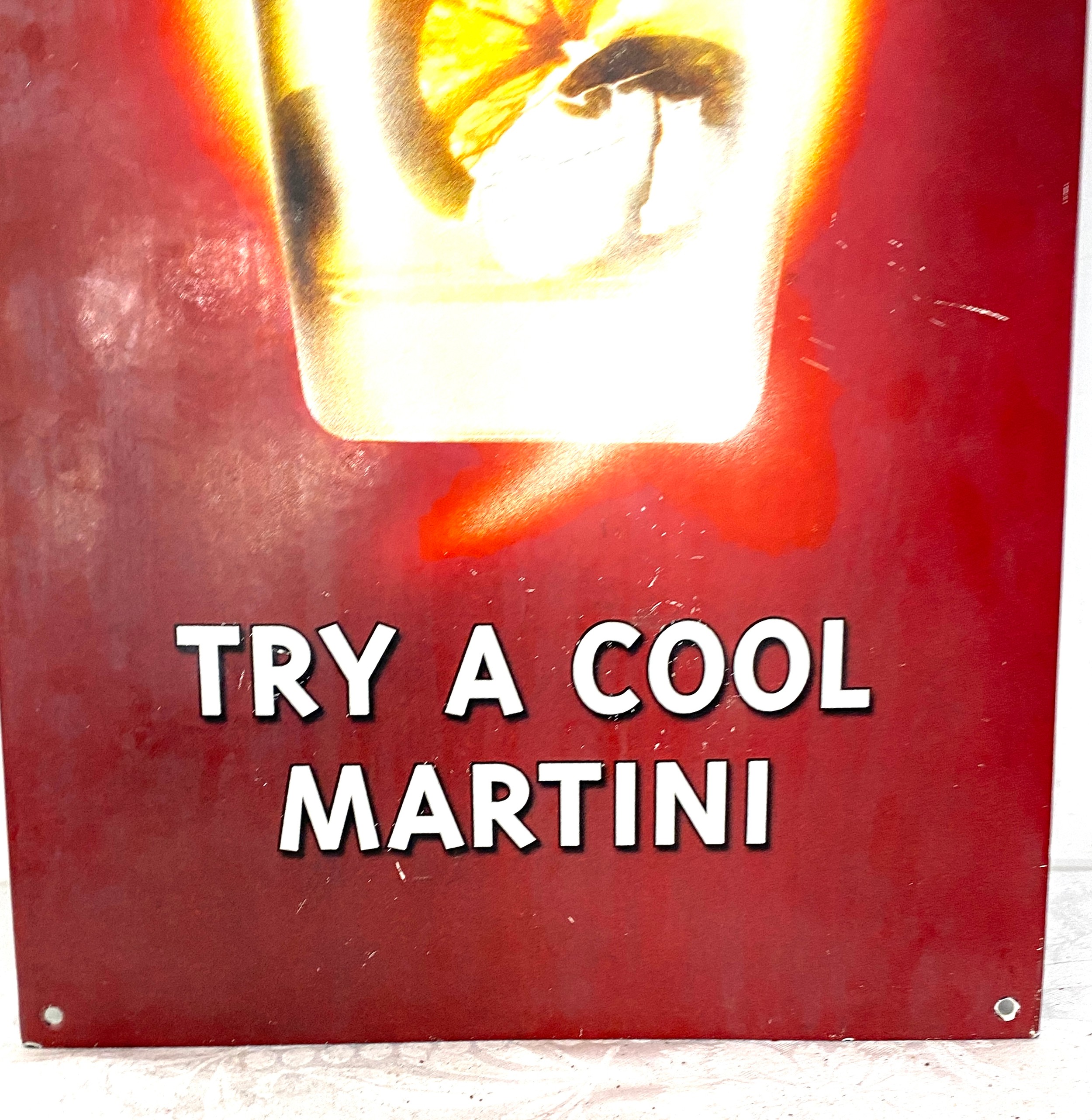 Vintage metal try a cool Martini sign, approximate measurements: Height 17.5 inches, Width 12 inches - Image 3 of 4