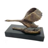 Bronze flying swan, approximately measures 5 inch in height.