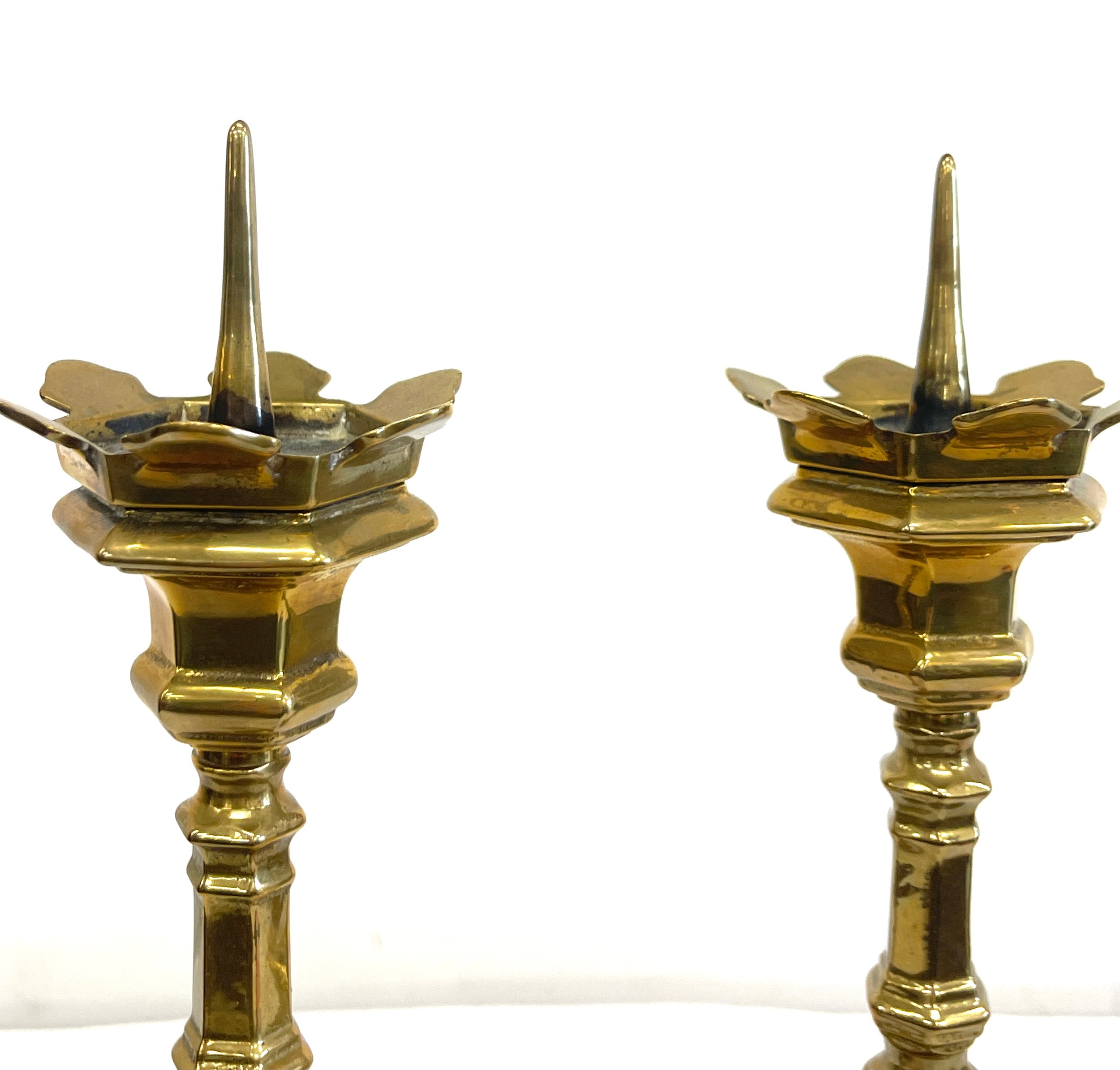 Vintage pair of brass candlesticks, approximate height: 12 inches - Image 4 of 4