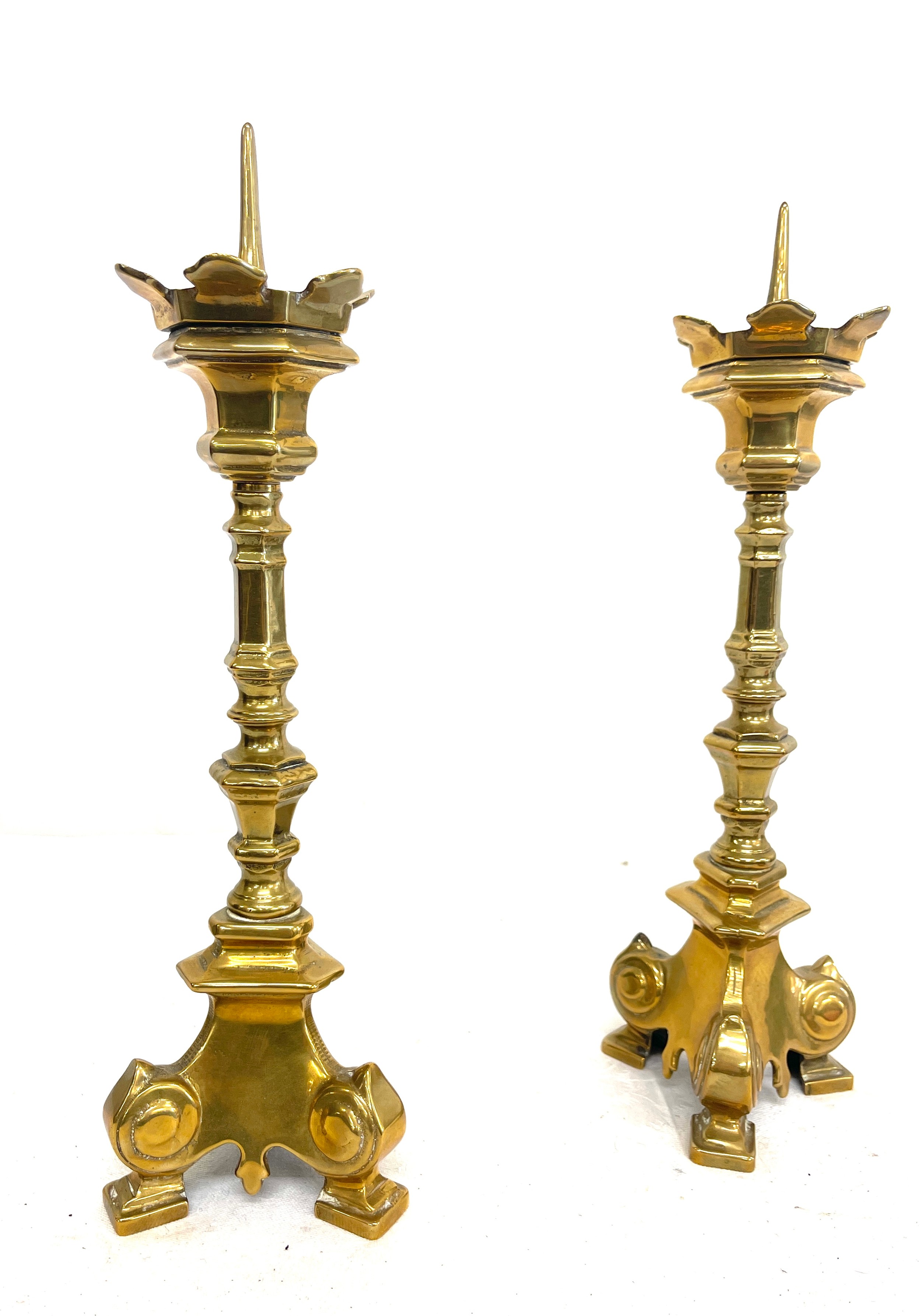 Vintage pair of brass candlesticks, approximate height: 12 inches