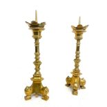 Vintage pair of brass candlesticks, approximate height: 12 inches