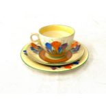 Clarice Cliff Crocus pattern cup, saucer and plate