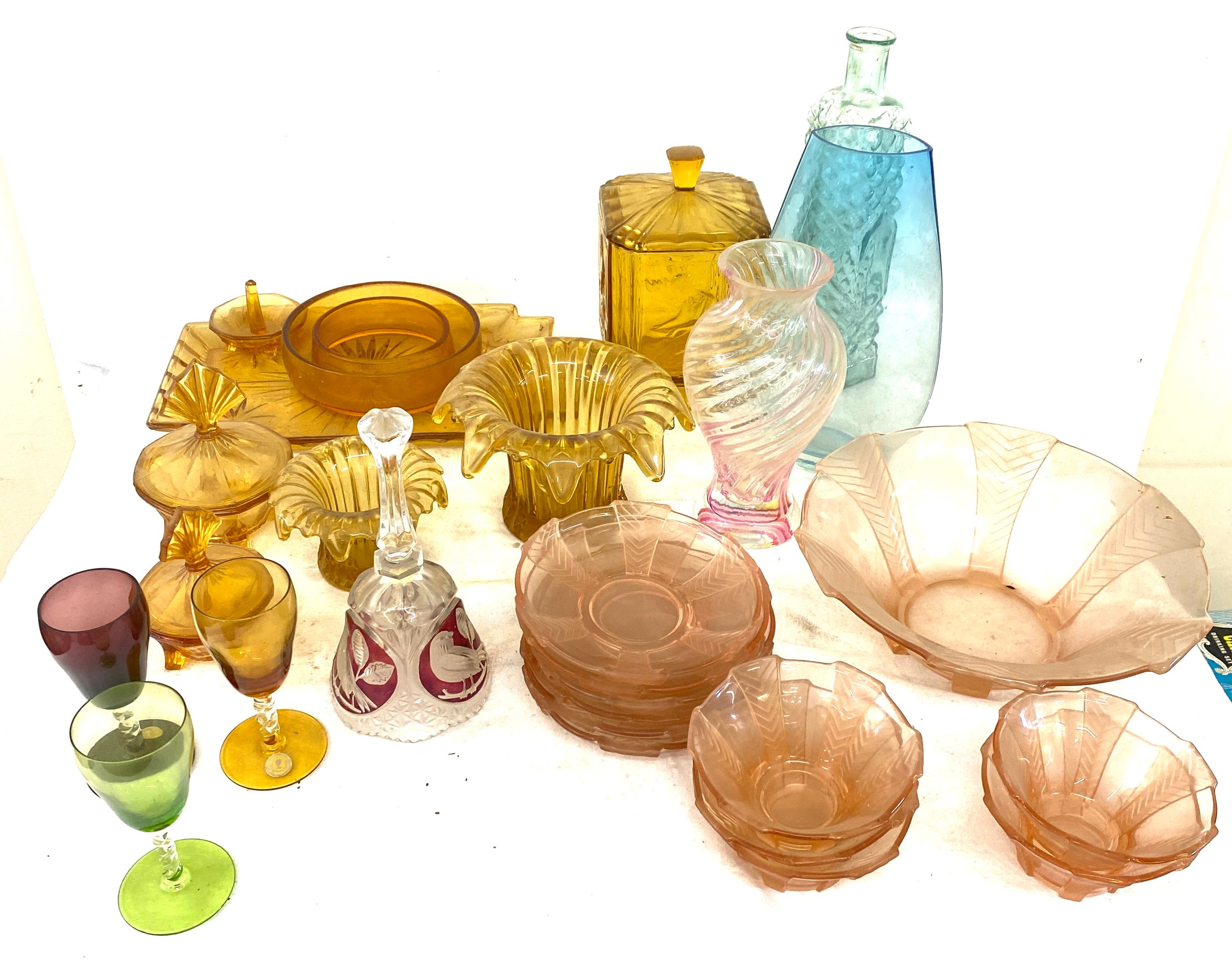 Selection of coloured glass collectable pieces