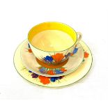 Clarice Cliff Crocus pattern cup, saucer and plate