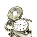Hallmarked silver half hunter pocket watch and silver fob chain