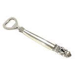 Silver Georg Jensen acorn design bottle opener, stainless steel opener silver handled, overall