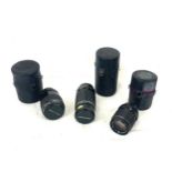 Pentax Asahi 8186355 lens with case, Pentax SMC 1:4 200mm lens, Asahi 7271295 lens with case, all