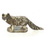 Miniature silver hallmarked fox figure, approximate measurements: Height 3cm, Width 6cm