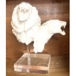 Limited edition white porcelain Lion and lioness ornament, 538 /950, makers marks, approximate