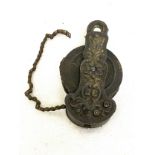 Antique fusee clock mechanism / pulley and chain, approximate measurements: 5 by 3 inches
