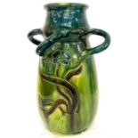 Arts and crafts style vase, Trevor Logan studio pottery, approximate measurement Height 14 inches,