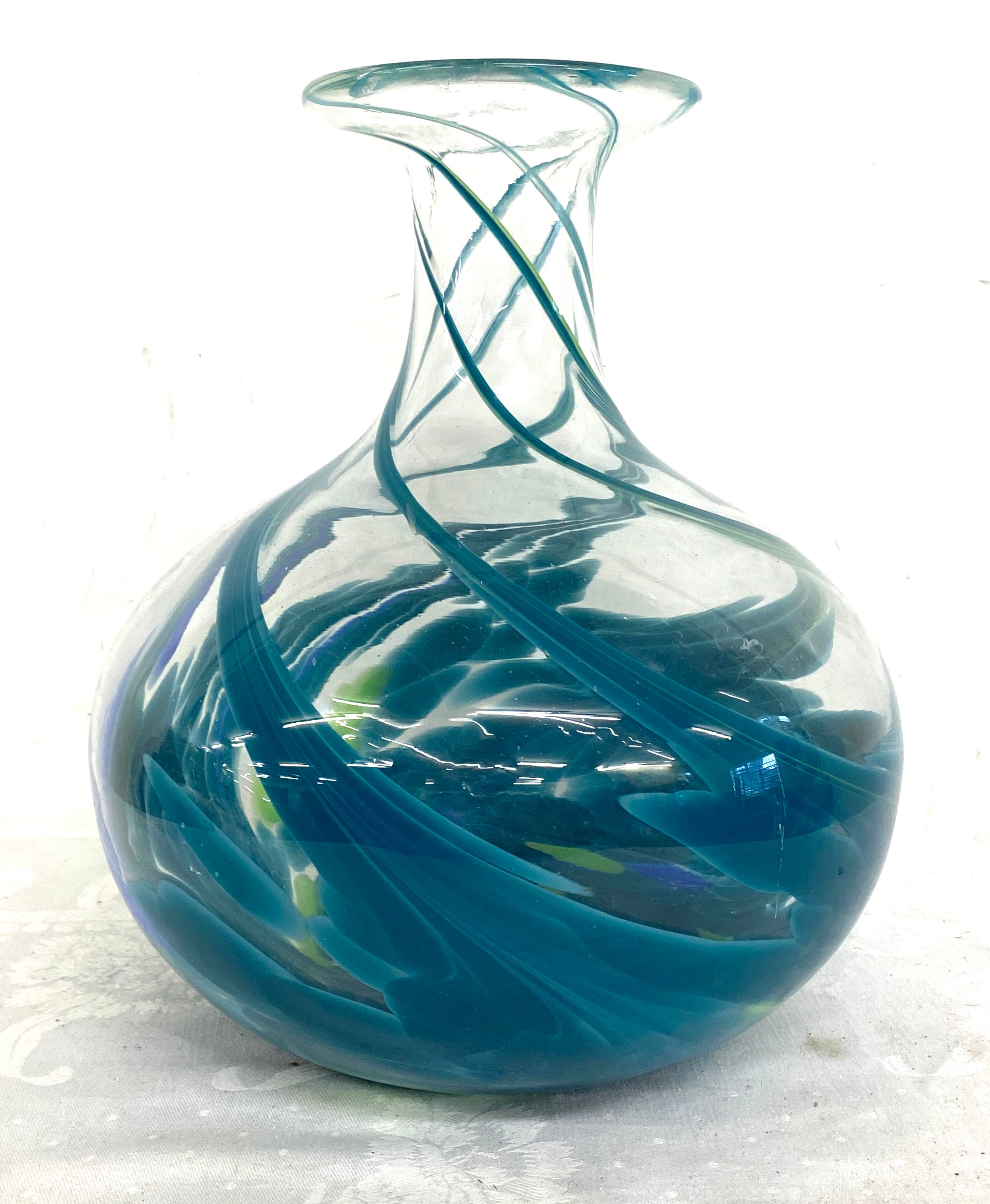 Decorative swirl glass vase, approximate height 12 inches