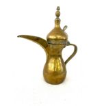 Antique signed middle eastern Dallah Arabic coffee pot, overall height 12 inches